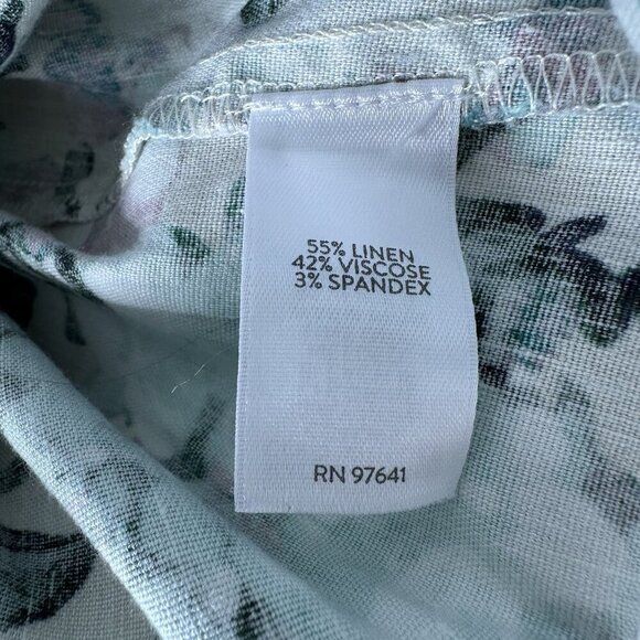 J Jill Ankle Pants Floral Linen Blend Hem Buttons Size Large - Picture 9 of 11